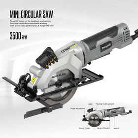 Inequalit mini saw laser guide visible for precise straight cuts.