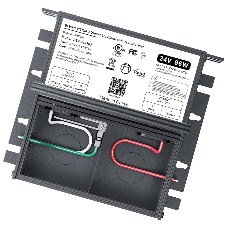 Inexaccessories 96W-24V dimmable LED driver with Lutron compatibility for smooth lighting control