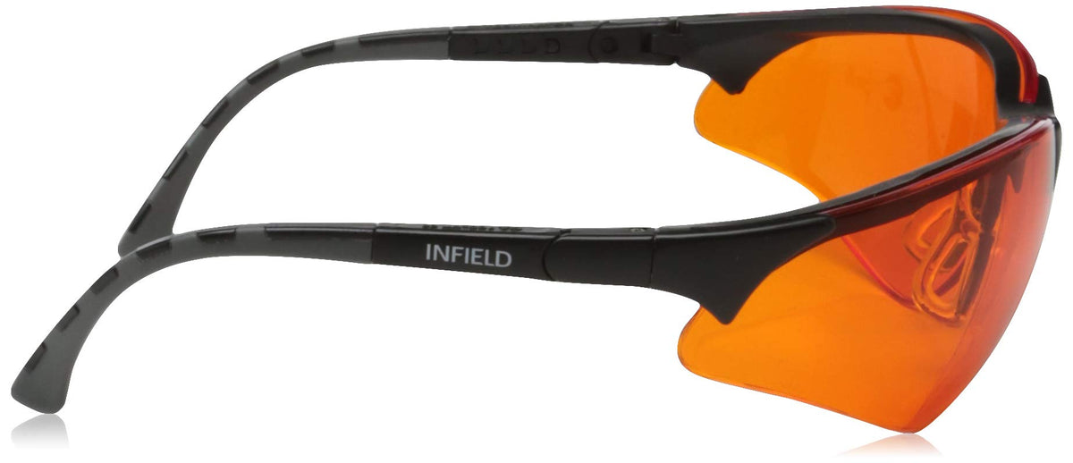 Close-up of Infield Terminator UV-400 lenses highlighting clarity and coating