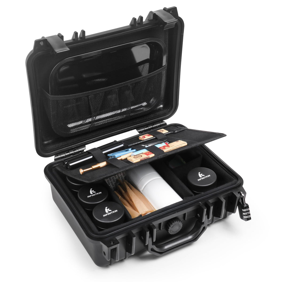 INFINITKIN XL smell proof box with airtight lid for secure storage and odor control.