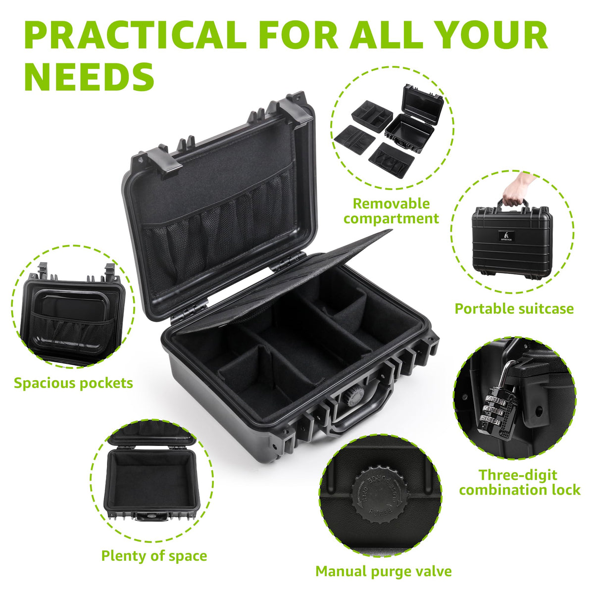 INFINITKIN XL with removable dividers helps customize compartments for different items.