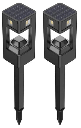Infinity X1 solar path light front view, two-pack for easy outdoor lighting.