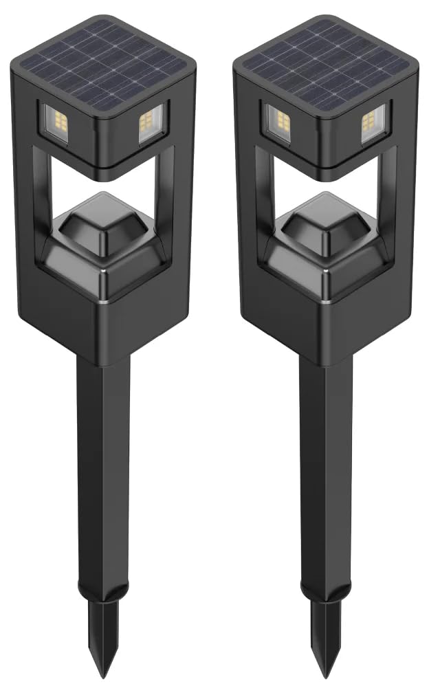 Infinity X1 solar path light front view, two-pack for easy outdoor lighting.