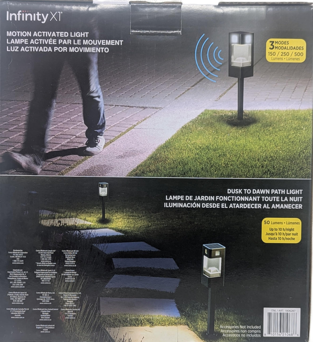 Infinity X1 motion mode at 500 lumens for security lighting.
