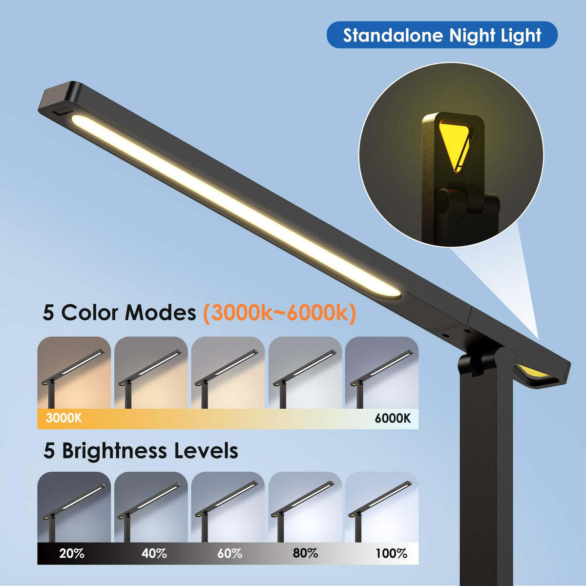 Infiway desk lamp folds to save desk space while directing light.