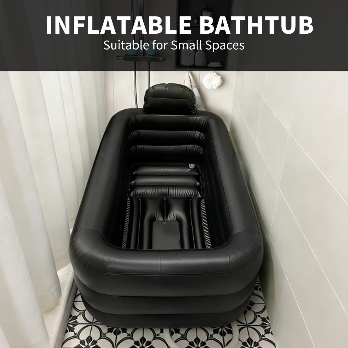 Inflatoast bathtub uses durable PVC for puncture resistance.
