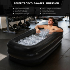Inflatoast bathtub full-body support with deep soaking depth.