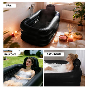Inflatoast bathtub pillow included for comfortable back support.