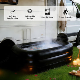 Inflatoast bathtub slip-resistant floor enhances stability during use.