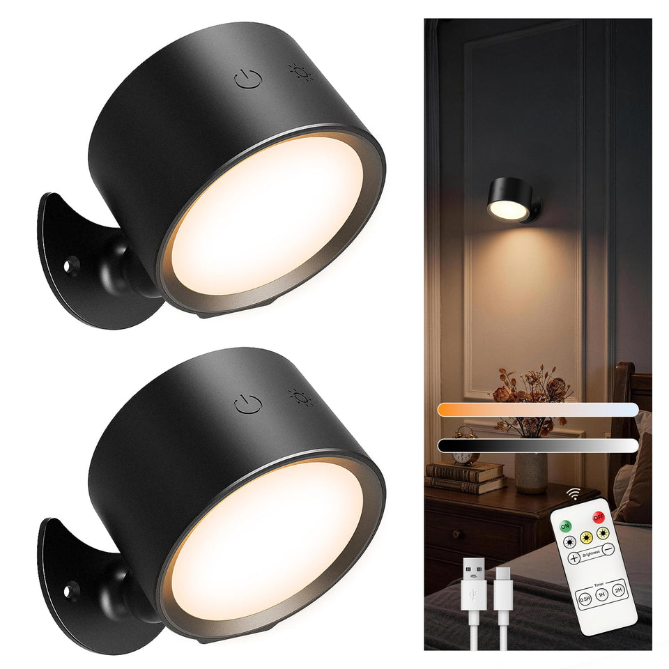 InfraRay battery-powered wall sconce with remote for effortless wireless control.