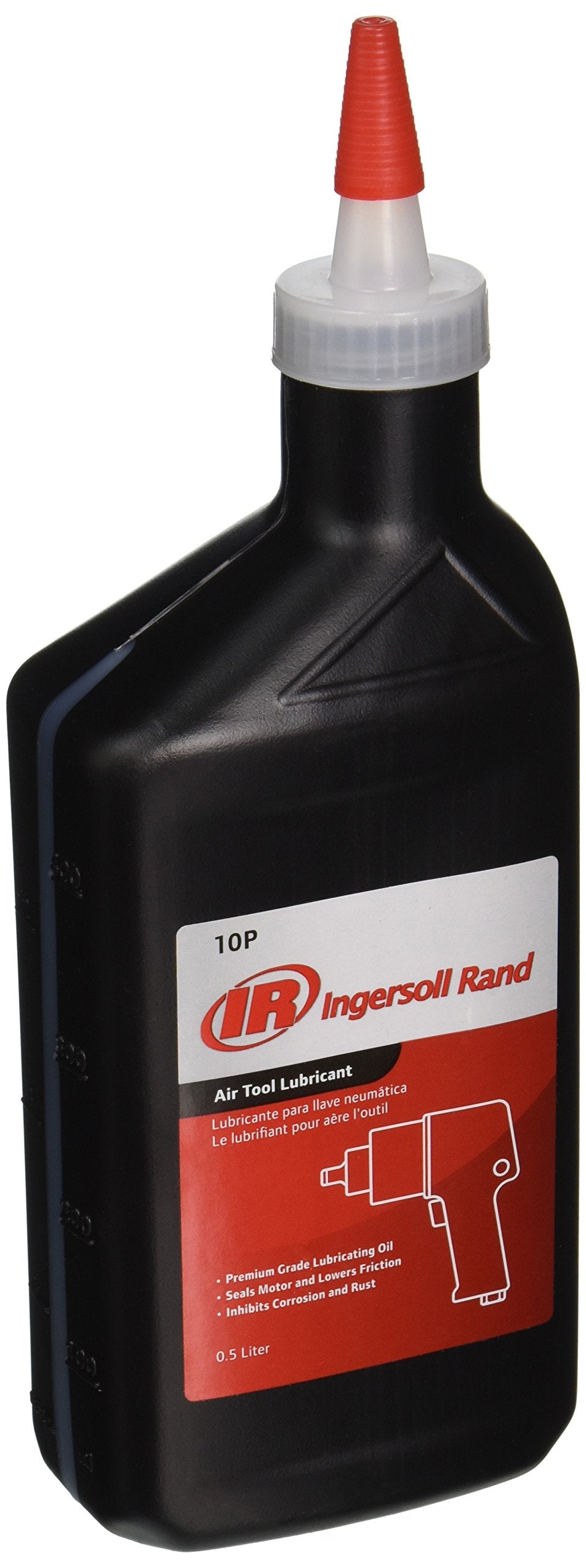 Ingersoll Rand 10P Edge oil bottle with clear label for premium tool care.
