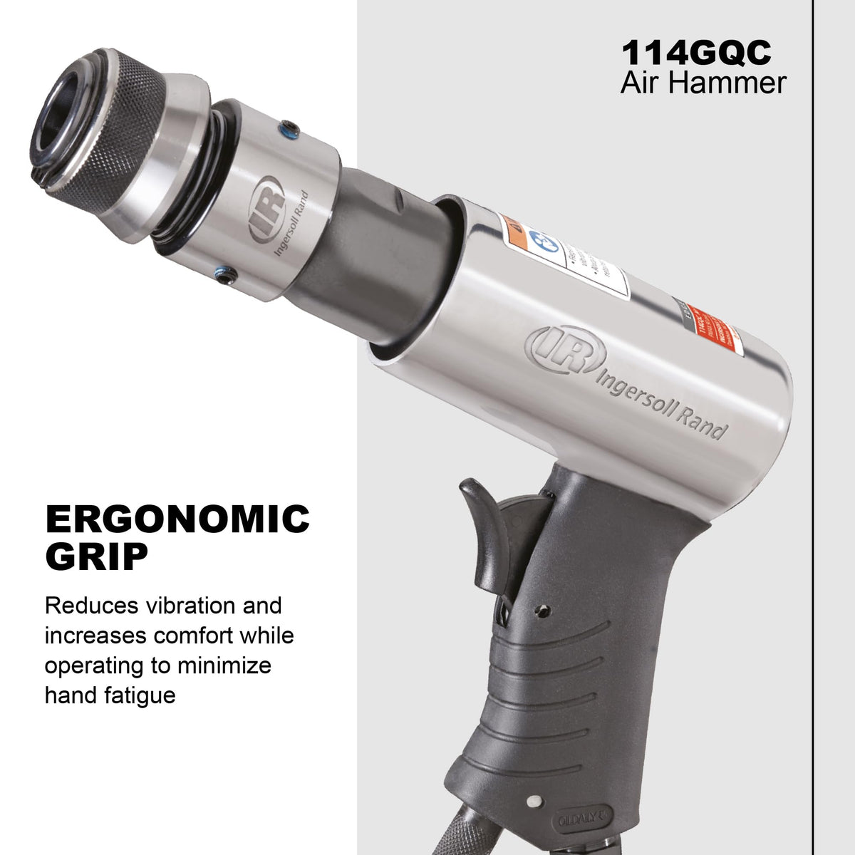 Ingersoll Rand 114GQC alloyed steel barrel endures tough tasks for reliable performance.