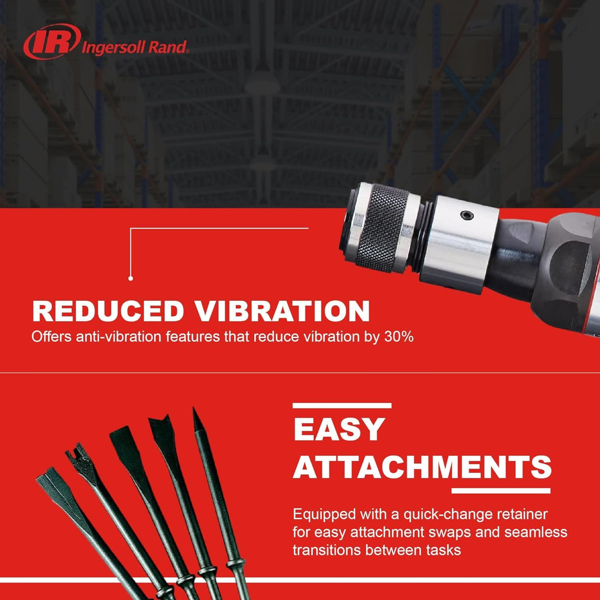 Ingersoll Rand 123MAXK 5-piece chisel set for versatile metalworking tasks.