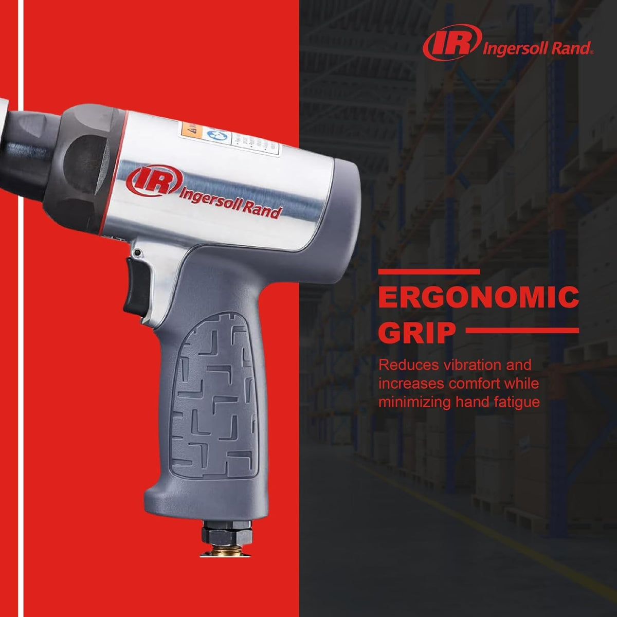 Ingersoll Rand 123MAXK antislip grip improves safety and comfort during use.