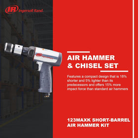 Ingersoll Rand 123MAXK quick-change retainer enables fast chisel swaps during jobs.