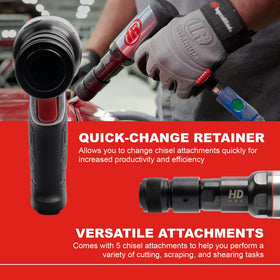 Ingersoll Rand 135MAXK air hammer with 3-inch stroke enables deep shaping.