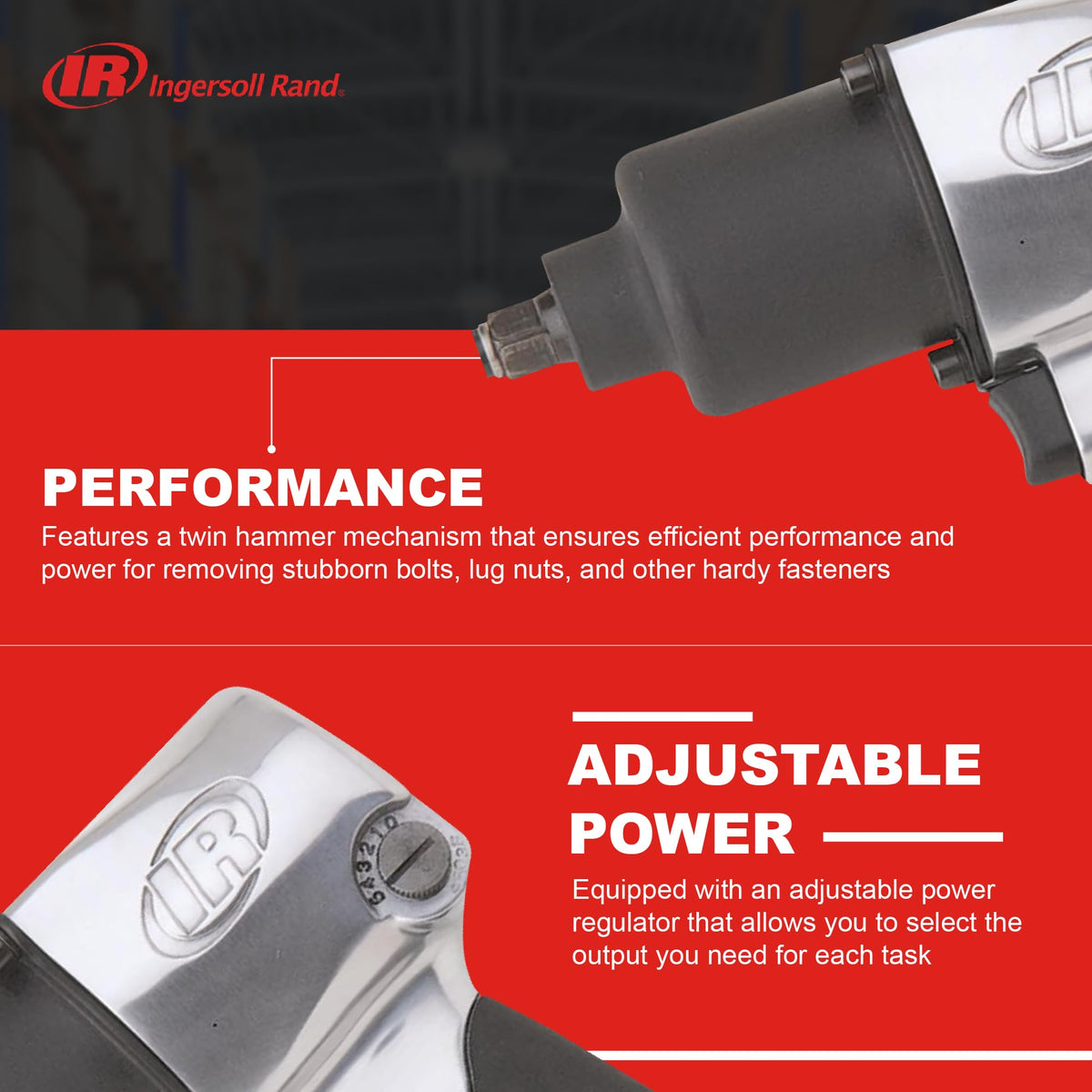 Adjustable power regulator shown for precise tightening with the 231C.