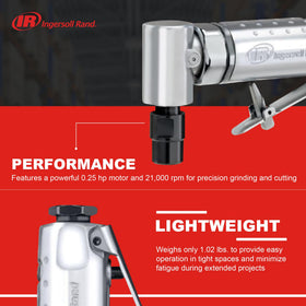 Ingersoll Rand 301B ball-bearing construction reduces vibration for smooth operation.