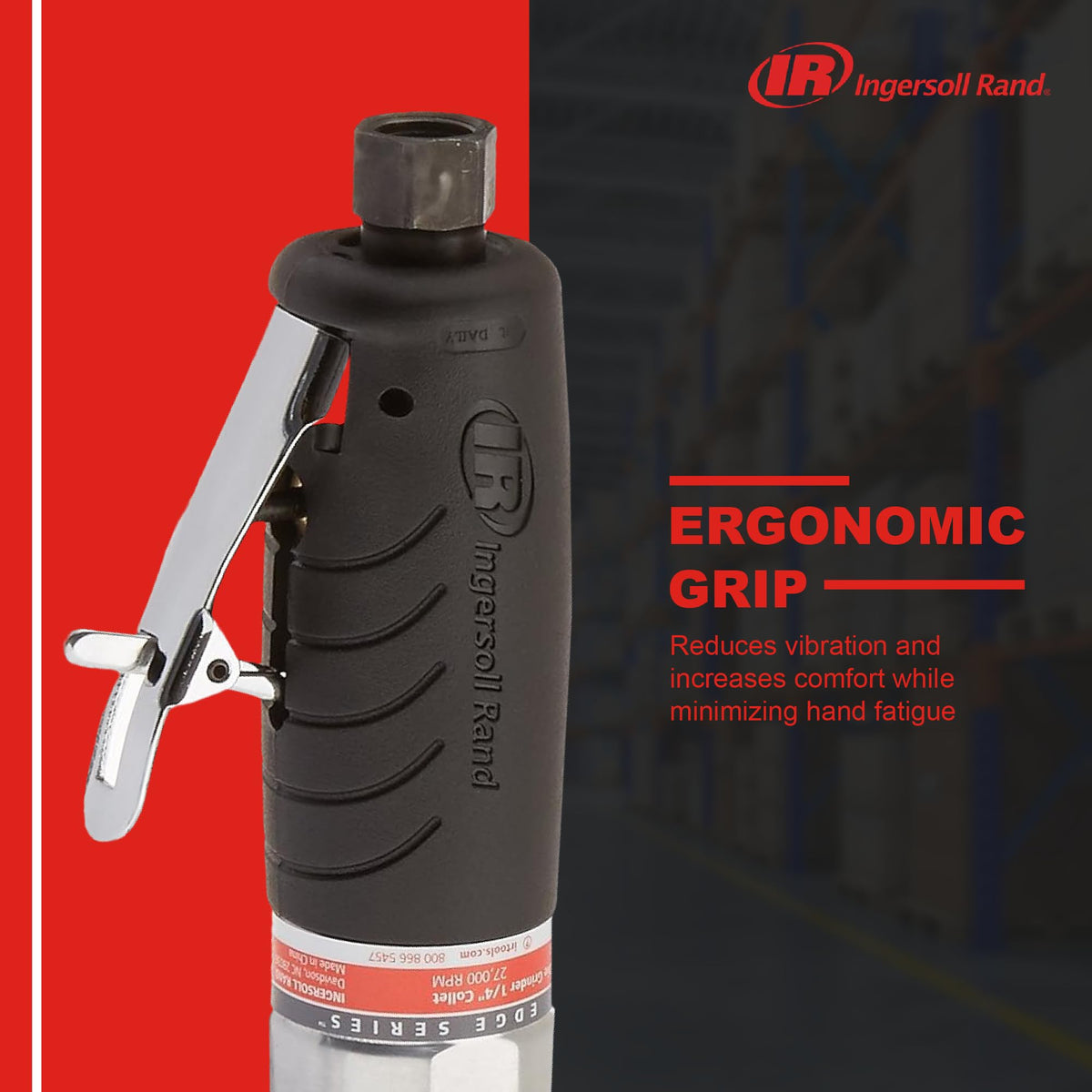Ingersoll Rand 3107G lightweight design at 1 lb improves handling in tight spaces.