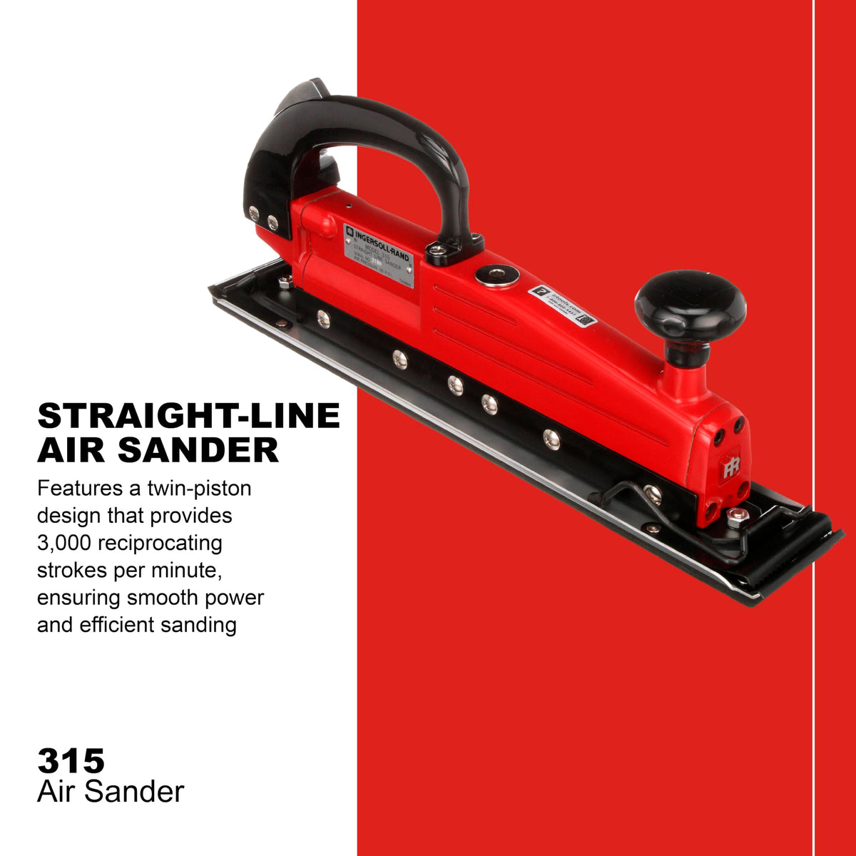 Ingersoll Rand 315 pad and clamps detail shows quick-action clamps for versatile sanding tasks.