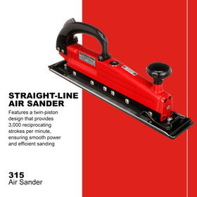Ingersoll Rand 315 pad and clamps detail shows quick-action clamps for versatile sanding tasks.
