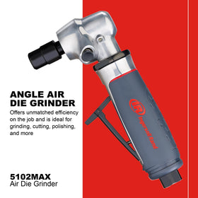 Ingersoll Rand 5102MAX ergonomic grip reduces hand fatigue during extended grinding sessions.