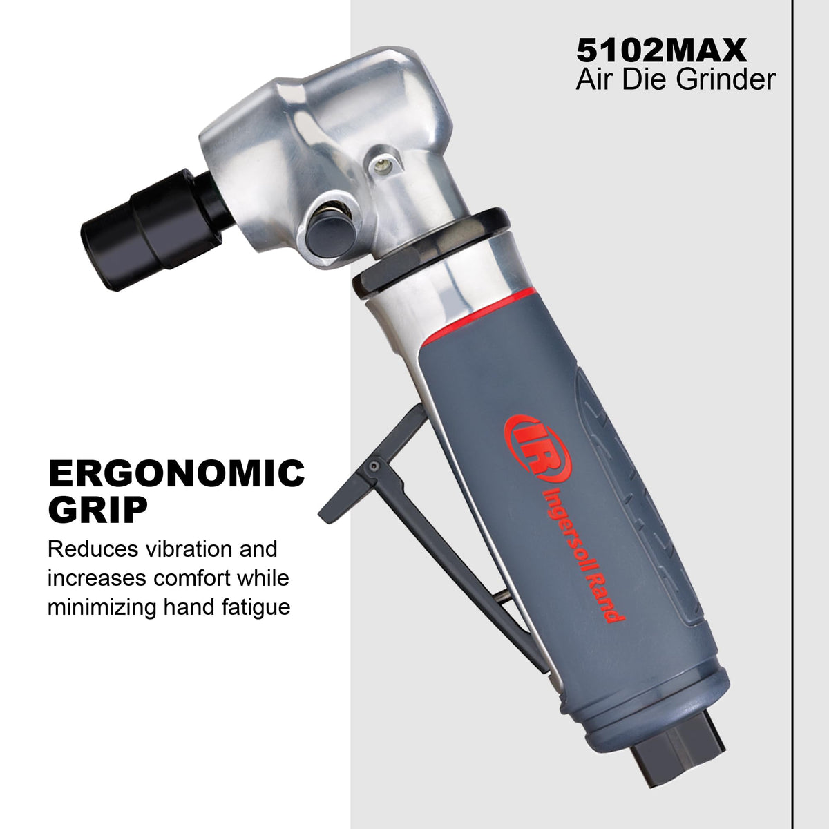 Ingersoll Rand 5102MAX low-profile throttle minimizes hand fatigue during precise work.