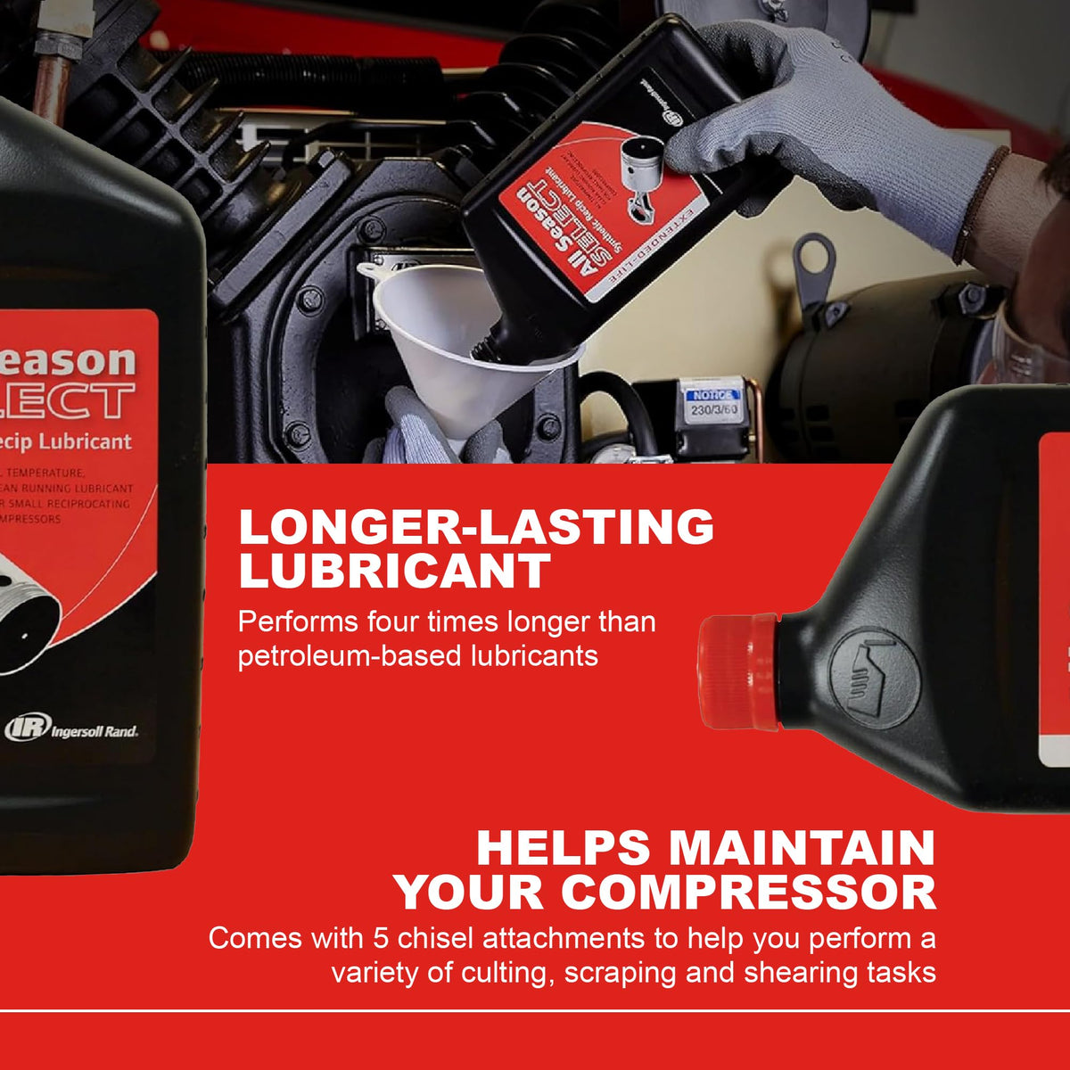 Ingersoll Rand reciprocating compressor in action with lubricant enables smooth operation under demanding conditions.