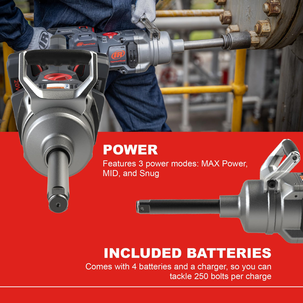 IP56 housing and 360-degree D-handle for durable operation in tough environments.