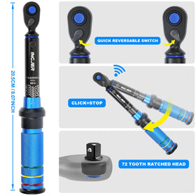 INGJER Torque Wrench 72-tooth ratchet enables easy tightening in confined areas.