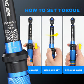 INGJER Torque Wrench knurled handle provides a secure non-slip grip.