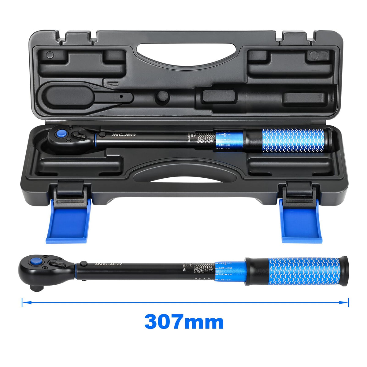 INGJER Upgrade 3/8 drive torque wrench ready for bike maintenance and DIY tasks.