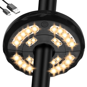 INKEER dual-power umbrella light with rechargeable option for flexible outdoor lighting.