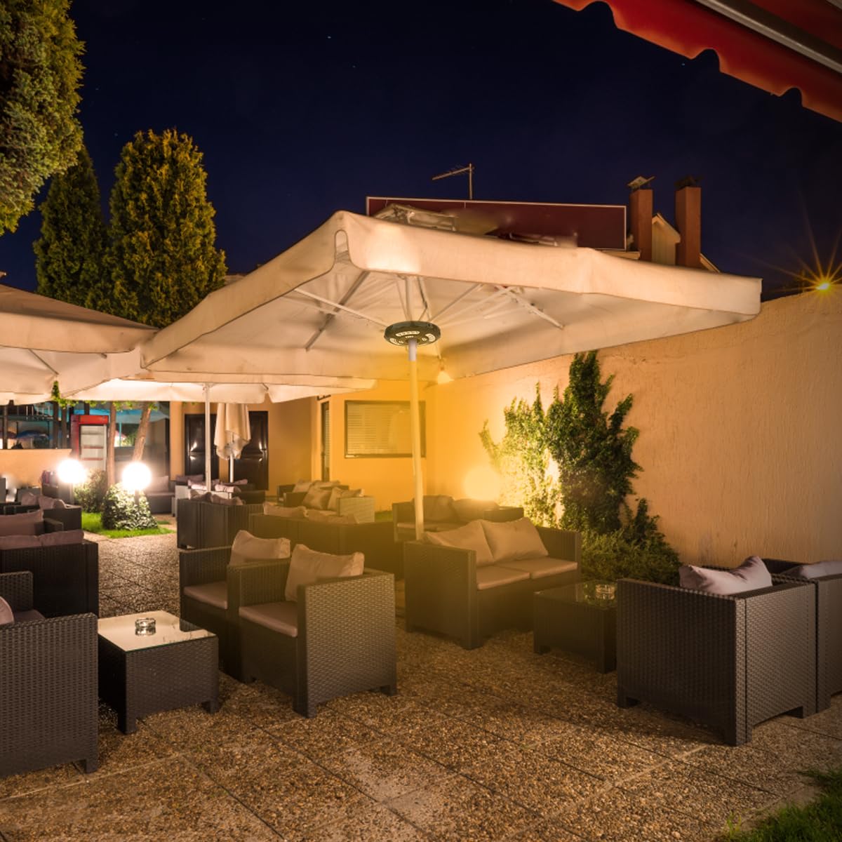 INKEER umbrella light 3-modes helps tailor brightness for evenings.