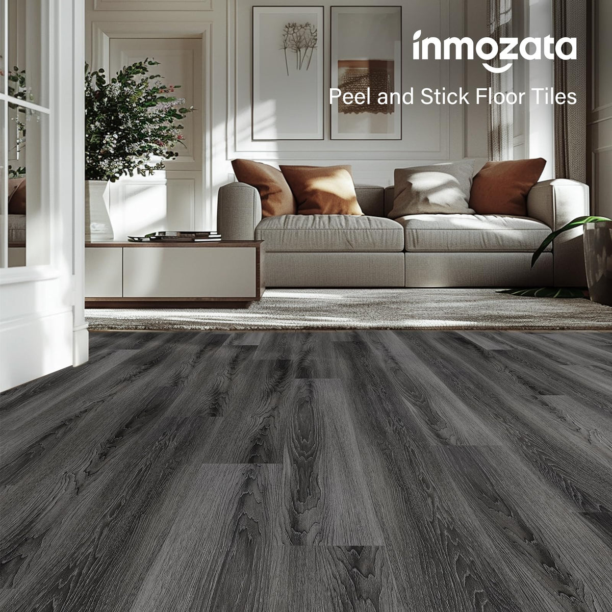 INMOZATA 36 pack vinyl tiles show 54 sq ft coverage for planning.