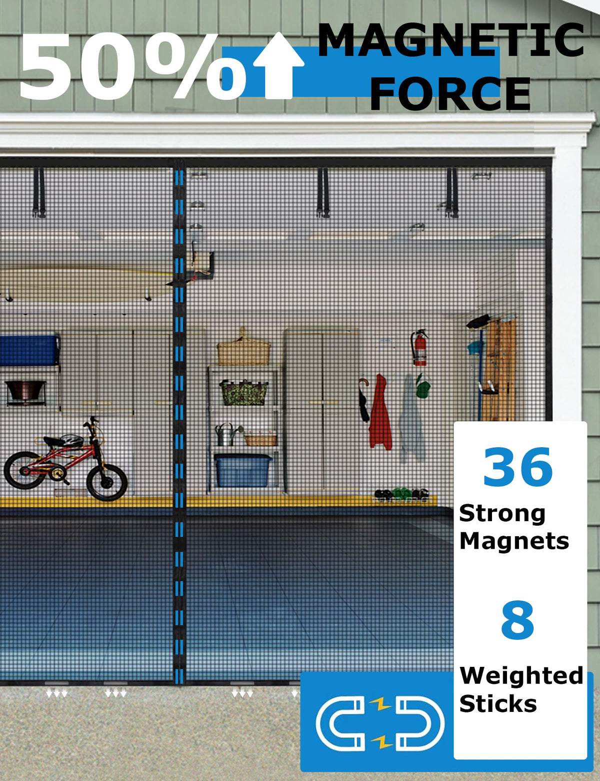 innhom magnetic garage door screen automatic-entry action illustration for hands-free use