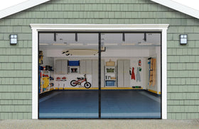 innhom magnetic garage door screen front view shows full-door fit and sleek black frame