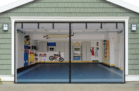 innhom magnetic garage screen for 2-car front view showing wide opening and seamless magnet closure
