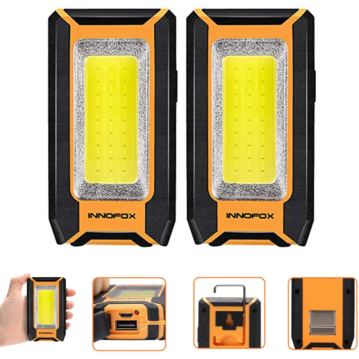 Innofox 1500 lumen beam work light delivers bright visibility for roadside repairs.
