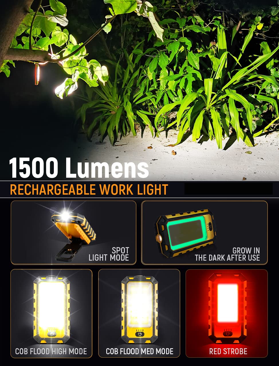Innofox light on car hood for roadside repair lighting.