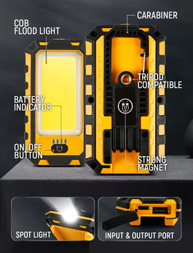 Innofox light hooked for camping interior illumination.