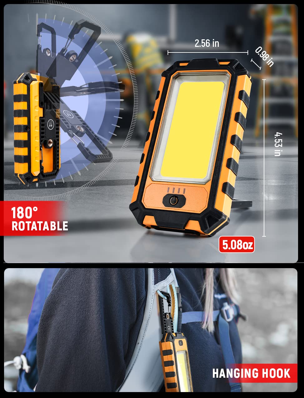 Innofox light USB output charges a phone during emergencies.