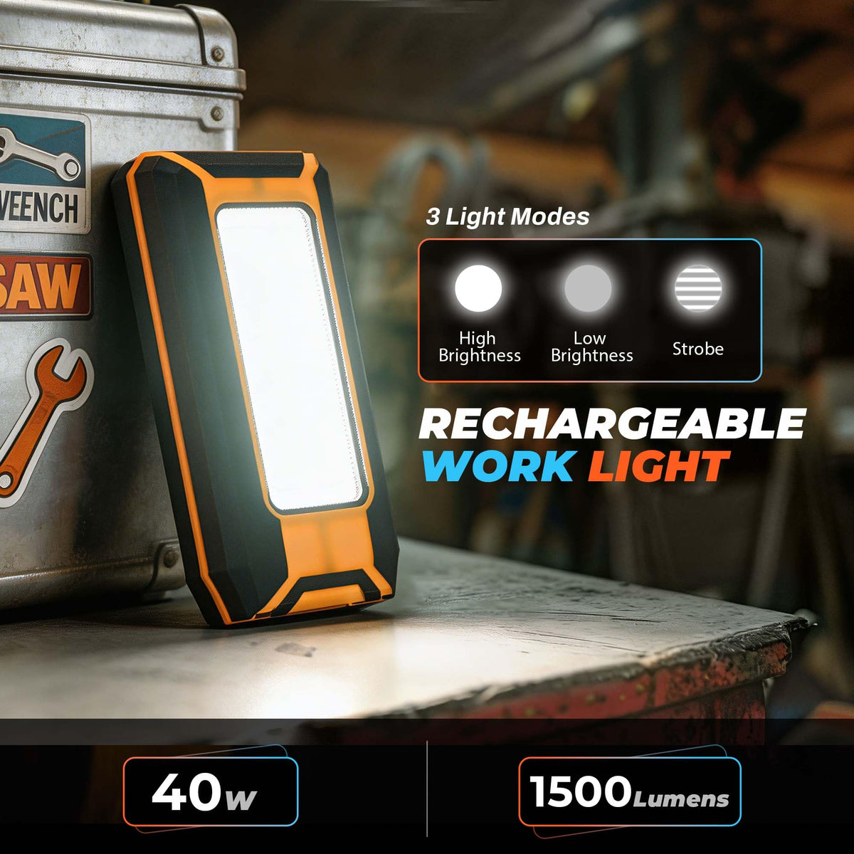 Innofox magnetic base hands-free design keeps light steady during tire changes.