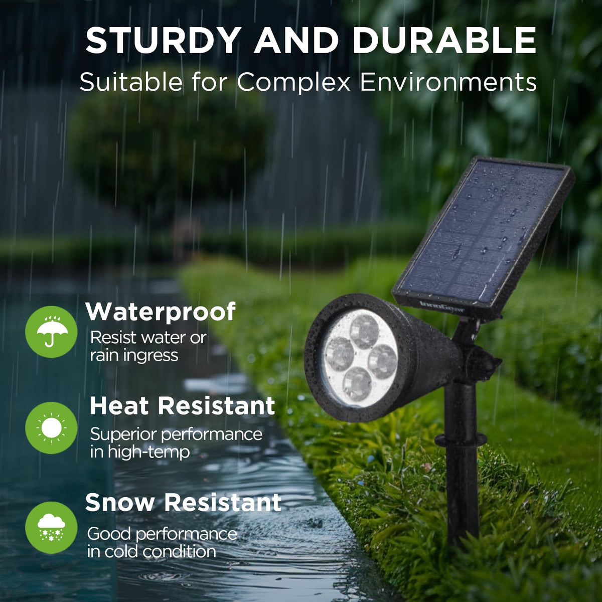 InnoGear pathway and garden lighting enhances safety and ambience along paths.