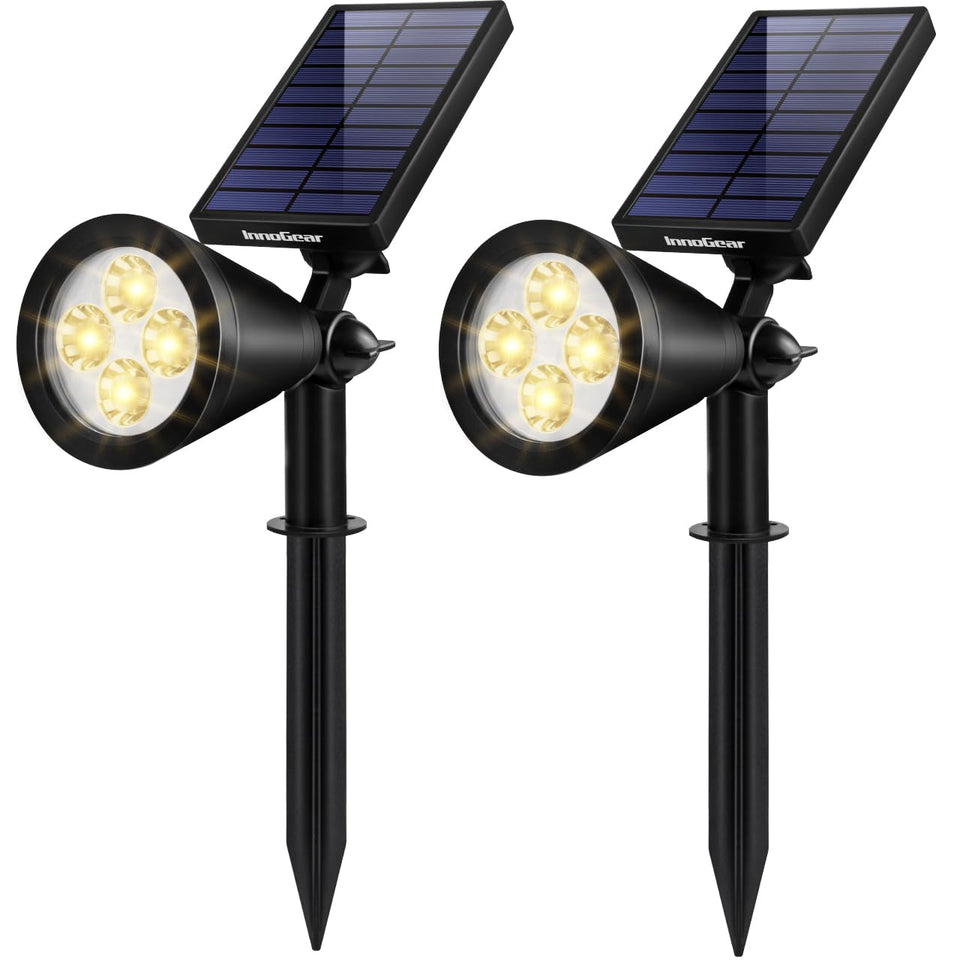 InnoGear solar light with adjustable panel illuminating garden edges