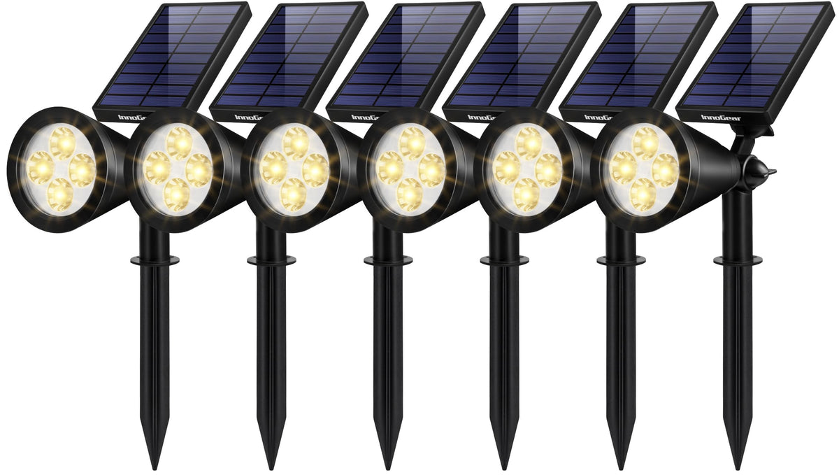 InnoGear solar lights with adjustable panel highlight angled illumination for outdoor spaces.