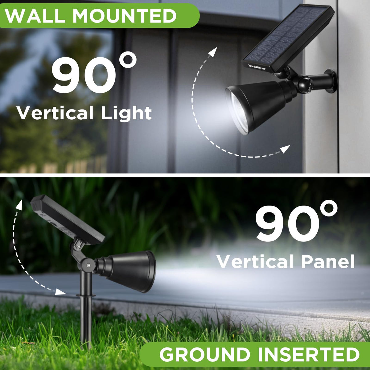 InnoGear yard/deck spotlight enhances outdoor entertaining with clear cool white light.