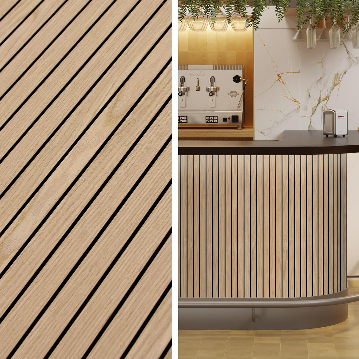 INNO STICKERS wood slat wall panel natural oak showcases natural grain and depth.