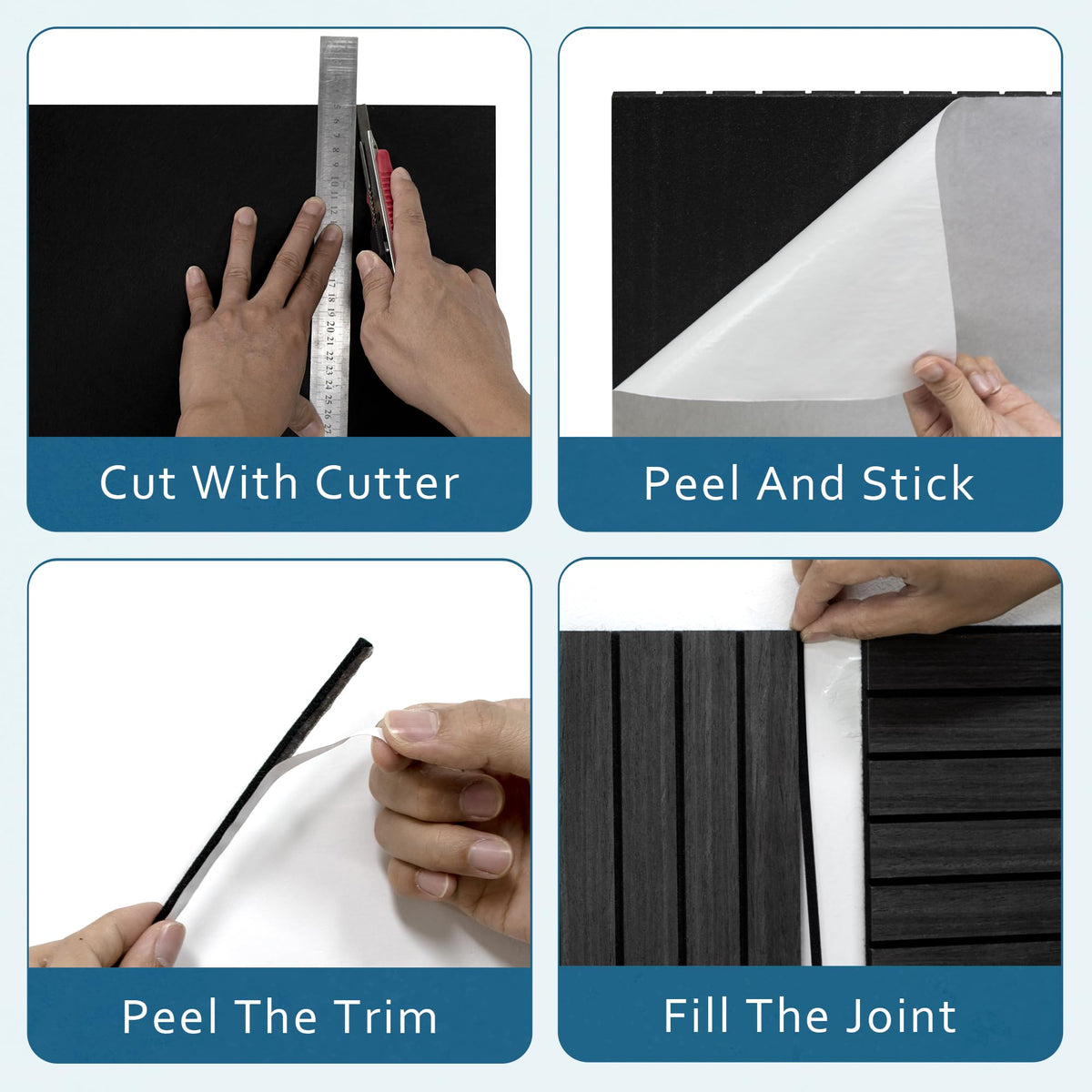 INNO STICKERS wood slat wall panel natural oak peel-and-stick installation ready.