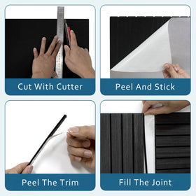 INNO STICKERS wood slat wall panel natural oak peel-and-stick installation ready.